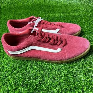 Vans Old Skool Lowpro Men Size 13 Red Gum Suede Leather Skate Shoes NEW